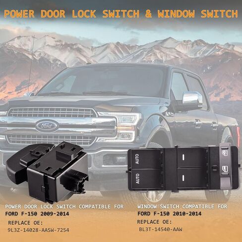 Driver Left Power Door Lock Switch & Window Switch Compatible for 2009-2014 Ford F-150 & 2011-2014 Ford F-150，Replace 9L3Z-14028-AA SW-7254 BL3T-14540-AAW in Saudi Arabia