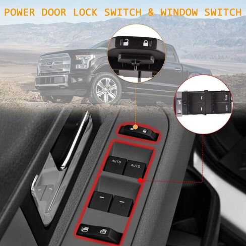Driver Left Power Door Lock Switch & Window Switch Compatible for 2009-2014 Ford F-150 & 2011-2014 Ford F-150，Replace 9L3Z-14028-AA SW-7254 BL3T-14540-AAW in Saudi Arabia