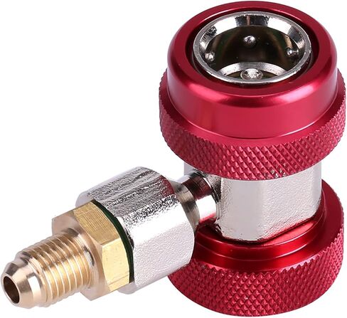 TOPINCN R134 AC مجموعة قارنة التوصيل السريعة، موصل جانبي مرتفع ومنخفض مع قلب صمام مستخرج لواجهة ذكر نظام تكييف الهواء للسيارات (جهد عالي أحمر) in Saudi Arabia