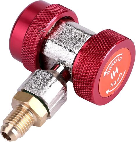 TOPINCN R134 AC مجموعة قارنة التوصيل السريعة، موصل جانبي مرتفع ومنخفض مع قلب صمام مستخرج لواجهة ذكر نظام تكييف الهواء للسيارات (جهد عالي أحمر) in Saudi Arabia