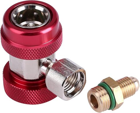 TOPINCN R134 AC مجموعة قارنة التوصيل السريعة، موصل جانبي مرتفع ومنخفض مع قلب صمام مستخرج لواجهة ذكر نظام تكييف الهواء للسيارات (جهد عالي أحمر) in Saudi Arabia
