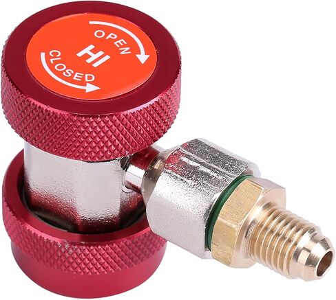 TOPINCN R134 AC مجموعة قارنة التوصيل السريعة، موصل جانبي مرتفع ومنخفض مع قلب صمام مستخرج لواجهة ذكر نظام تكييف الهواء للسيارات (جهد عالي أحمر) in Saudi Arabia