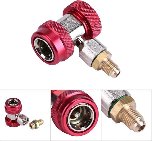 TOPINCN R134 AC مجموعة قارنة التوصيل السريعة، موصل جانبي مرتفع ومنخفض مع قلب صمام مستخرج لواجهة ذكر نظام تكييف الهواء للسيارات (جهد عالي أحمر) in Saudi Arabia