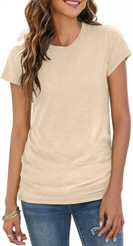 Sherosa Womens T Shirts Short Sleeve Crew Neck Shirts Basic Tee Tops Blouse in Kuwait