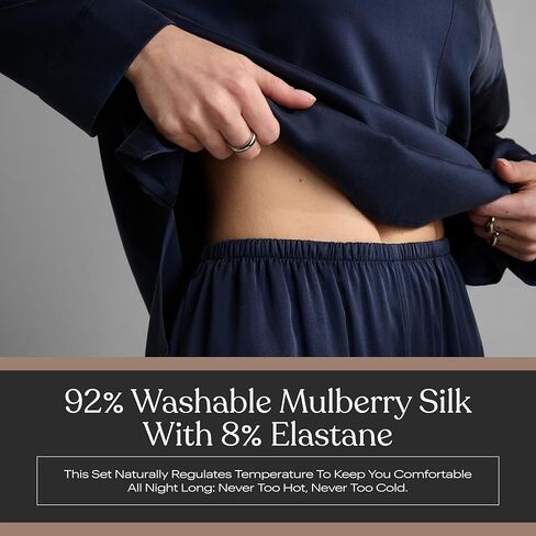 Lunya Washable Silk Long Sleeve Jogger Pant Set - Thermoregulating Mulberry Silk, Relaxed, Breathable–Multiple Colors & Sizes in Saudi Arabia