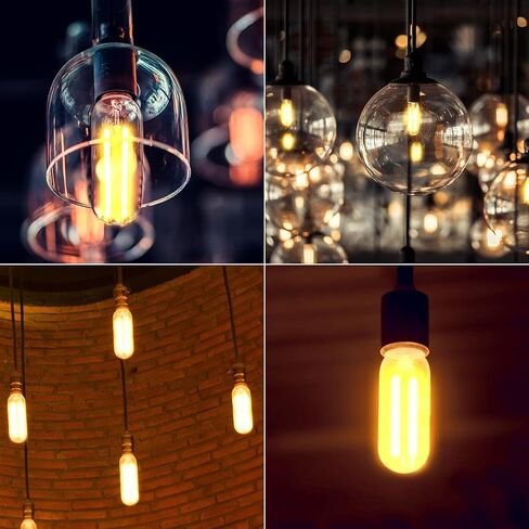 Sunco Lighting 6 Pack 5W=40W Dusk to Dawn Outdoor T10 Light Tubular LED Bulbs, CRI90 2700K Soft White E26 Base, 450 Lumens, Vintage Filament, Dimmable, Waterproof, Outdoor Decorative UL in Kuwait