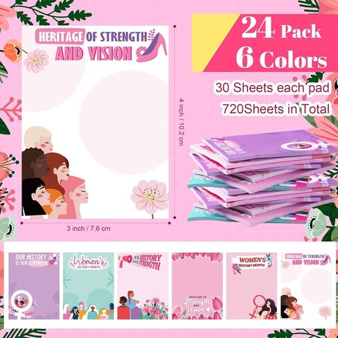 24 Pack Women's History Month Sticky Notes 3" x 4" Inspirational Self Stick Note Pad Women's History Month Appreciation Gifts for Coworkers Office Supplies in Saudi Arabia
