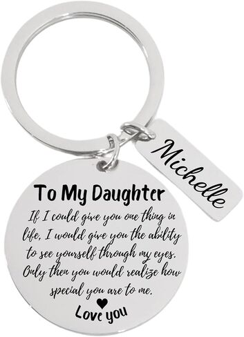 Customizable Stainless Steel Keychain for Daughter – Engraved I Love You Keepsake with Inspirational Message – Birthday, Christmas, Graduation, or Holiday Stocking Stuffer in Saudi Arabia