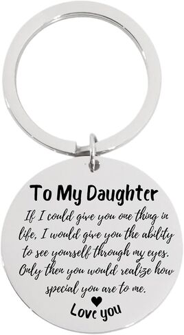 Customizable Stainless Steel Keychain for Daughter – Engraved I Love You Keepsake with Inspirational Message – Birthday, Christmas, Graduation, or Holiday Stocking Stuffer in Saudi Arabia