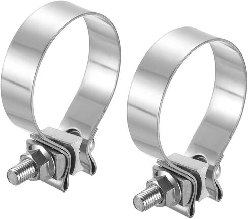 harfington 2pcs 410 الفولاذ المقاوم للصدأ العادم المشبك 1.89 "بعقب مشترك ضيق الفرقة الخمار ختم العادم ضيق اللفة بعقب المشابك لأنابيب كاتم الصوت محولات إصلاح النظام، الفضة in Saudi Arabia