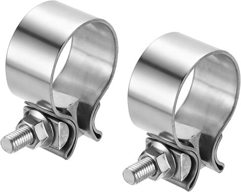 harfington 2pcs 410 الفولاذ المقاوم للصدأ العادم المشبك 1.89 "بعقب مشترك ضيق الفرقة الخمار ختم العادم ضيق اللفة بعقب المشابك لأنابيب كاتم الصوت محولات إصلاح النظام، الفضة in Saudi Arabia