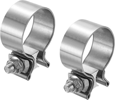 harfington 2pcs 410 الفولاذ المقاوم للصدأ العادم المشبك 1.89 "بعقب مشترك ضيق الفرقة الخمار ختم العادم ضيق اللفة بعقب المشابك لأنابيب كاتم الصوت محولات إصلاح النظام، الفضة in Saudi Arabia