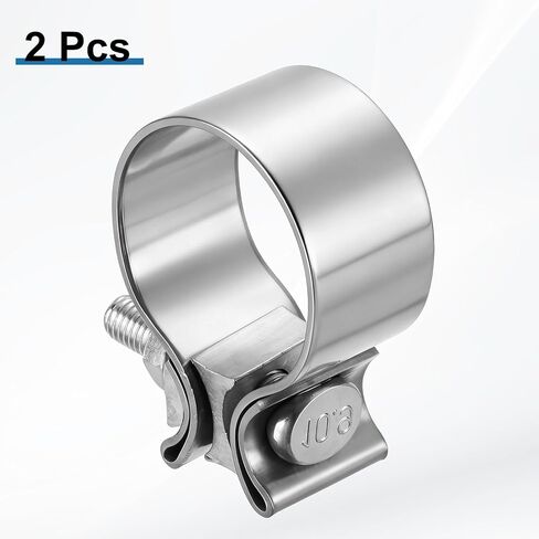 harfington 2pcs 410 الفولاذ المقاوم للصدأ العادم المشبك 1.89 "بعقب مشترك ضيق الفرقة الخمار ختم العادم ضيق اللفة بعقب المشابك لأنابيب كاتم الصوت محولات إصلاح النظام، الفضة in Saudi Arabia