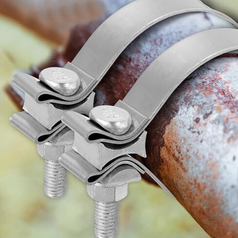 harfington 2pcs 410 الفولاذ المقاوم للصدأ العادم المشبك 1.89 "بعقب مشترك ضيق الفرقة الخمار ختم العادم ضيق اللفة بعقب المشابك لأنابيب كاتم الصوت محولات إصلاح النظام، الفضة in Saudi Arabia