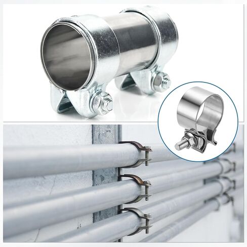 harfington 2pcs 410 الفولاذ المقاوم للصدأ العادم المشبك 1.89 "بعقب مشترك ضيق الفرقة الخمار ختم العادم ضيق اللفة بعقب المشابك لأنابيب كاتم الصوت محولات إصلاح النظام، الفضة in Saudi Arabia