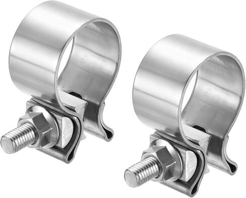 harfington 2pcs 410 الفولاذ المقاوم للصدأ العادم المشبك 1.89 "بعقب مشترك ضيق الفرقة الخمار ختم العادم ضيق اللفة بعقب المشابك لأنابيب كاتم الصوت محولات إصلاح النظام، الفضة in Saudi Arabia