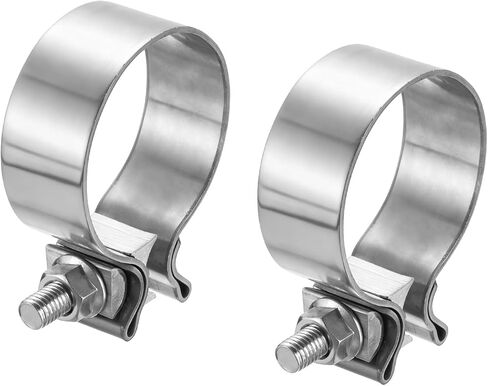 harfington 2pcs 410 الفولاذ المقاوم للصدأ العادم المشبك 1.89 "بعقب مشترك ضيق الفرقة الخمار ختم العادم ضيق اللفة بعقب المشابك لأنابيب كاتم الصوت محولات إصلاح النظام، الفضة in Saudi Arabia