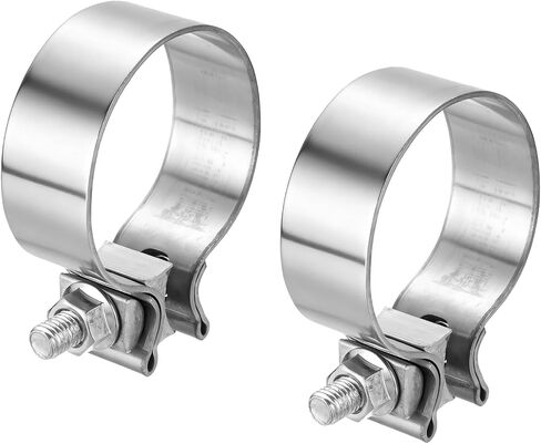 harfington 2pcs 410 الفولاذ المقاوم للصدأ العادم المشبك 1.89 "بعقب مشترك ضيق الفرقة الخمار ختم العادم ضيق اللفة بعقب المشابك لأنابيب كاتم الصوت محولات إصلاح النظام، الفضة in Saudi Arabia