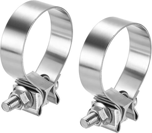 harfington 2pcs 410 الفولاذ المقاوم للصدأ العادم المشبك 1.89 "بعقب مشترك ضيق الفرقة الخمار ختم العادم ضيق اللفة بعقب المشابك لأنابيب كاتم الصوت محولات إصلاح النظام، الفضة in Saudi Arabia