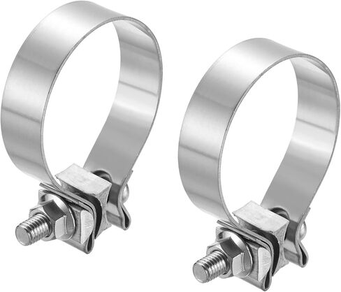harfington 2pcs 410 الفولاذ المقاوم للصدأ العادم المشبك 1.89 "بعقب مشترك ضيق الفرقة الخمار ختم العادم ضيق اللفة بعقب المشابك لأنابيب كاتم الصوت محولات إصلاح النظام، الفضة in Saudi Arabia