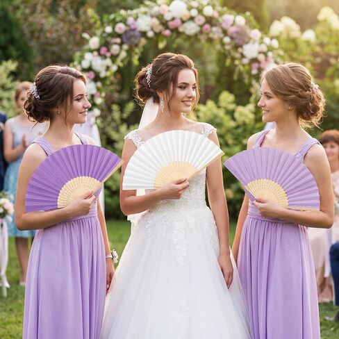 60 Pcs Purple Paper Folding Hand Fans 8.3 Inch Handheld Portable Decorative Fans for Wedding, Outdoor Party Favors, Baby Shower Decorations DIY Crafts Photography Prop in Saudi Arabia