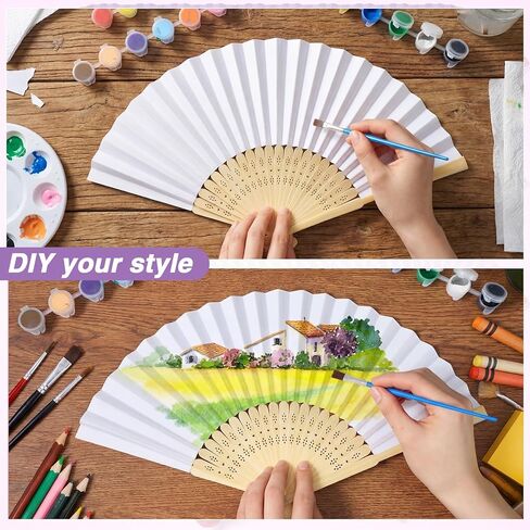 60 Pcs Purple Paper Folding Hand Fans 8.3 Inch Handheld Portable Decorative Fans for Wedding, Outdoor Party Favors, Baby Shower Decorations DIY Crafts Photography Prop in Saudi Arabia