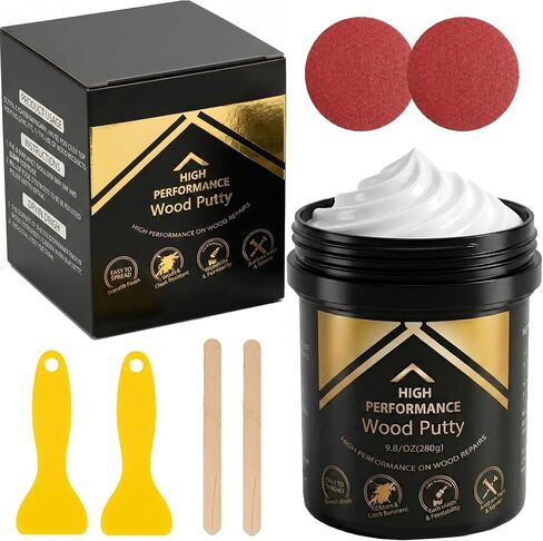 Deuvuo Black Wood Filler Putty, High-Performance Black Wood Filler Paste kit - Quickly Fix Wood Cracks and Blemishes with Wood Hole Filler - Paintable, Stainable, Sandable & Quick Drying - 9.87 Ounce in Kuwait
