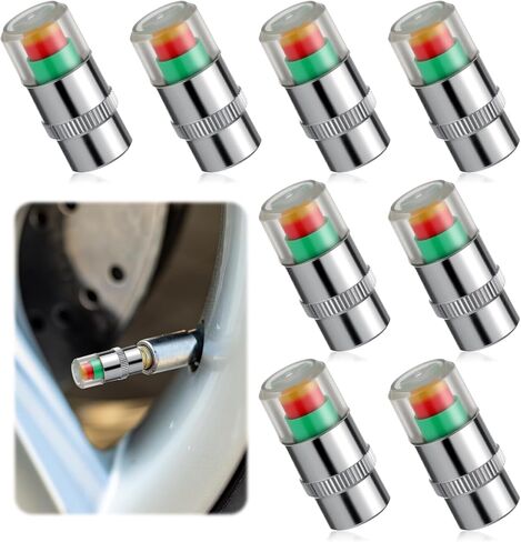 8 PCS Tire Pressure Monitoring Caps, Tire Pressure Caps 2.4Bar 36PSI Air Cap for Tires with 3 Color Eye Alert Sensor Indicator for Cars, Trucks, Motorcycles, Bicycles in Saudi Arabia