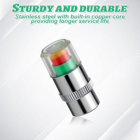 8 PCS Tire Pressure Monitoring Caps, Tire Pressure Caps 2.4Bar 36PSI Air Cap for Tires with 3 Color Eye Alert Sensor Indicator for Cars, Trucks, Motorcycles, Bicycles in Saudi Arabia