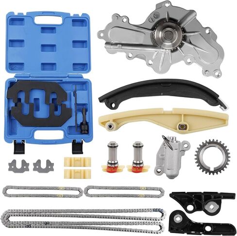 Timing Chain Kit with Water Pump, Compatible with 2011-2019 Ford F-150/Edge/Explorer/Taurus/Flex/Mustang, Lincoln 3.5 3.7 L Engine, with Camshaft Holding Tool Kit, Replaces# 252-955 303-1530 in Saudi Arabia