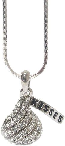 Fashion Jewelry ~ Small Hollow Back Clear Crystal Kisses Pendant Necklace for Women in Saudi Arabia