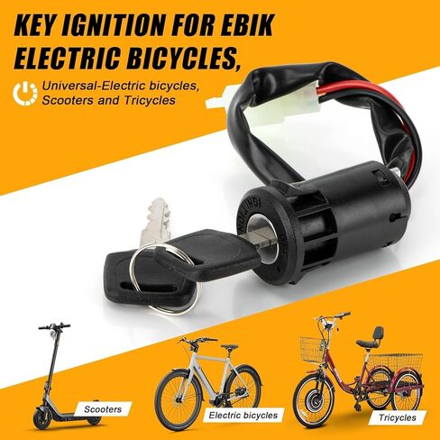 Ignition Switch with Key - PSLER Lock 2 Wire Key Switch Compatible with Electric Bike, Scooter in Saudi Arabia