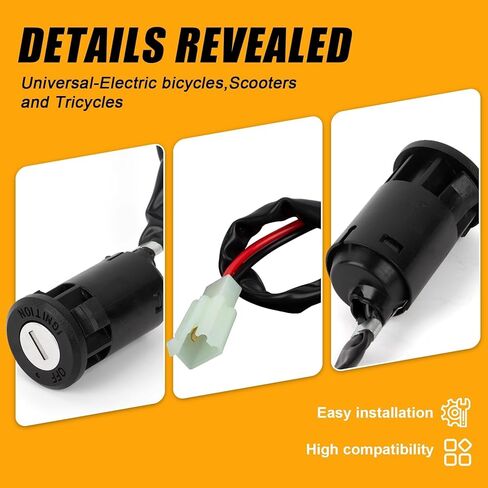 Ignition Switch with Key - PSLER Lock 2 Wire Key Switch Compatible with Electric Bike, Scooter in Saudi Arabia