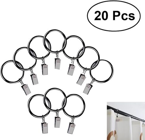 Cabilock 20Pcs Dark Coffee Drapery Rings with Clips Rustproof Curtain Hook Rings for Effortless Glide for Luxury Settings Bedroom and More in Saudi Arabia
