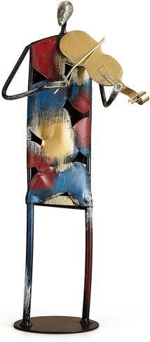 Modern Metal Musician Sculpture, Handmade Colorful Music Player Figurine, Abstract Iron Art Statue for Home Decor, Office Desk, Bookshelf, Living Room Decorations, Gift for Music Lovers (Violin) in Saudi Arabia