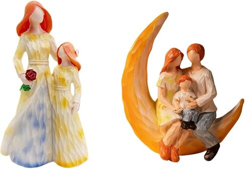 Mother Daughter Hug & Family of 3 - Gifts for Mom Birthday Family Ornament Statues Valentine's Day Gift for Woman Cute Keepsake Resin Decoration Sculptures in Saudi Arabia