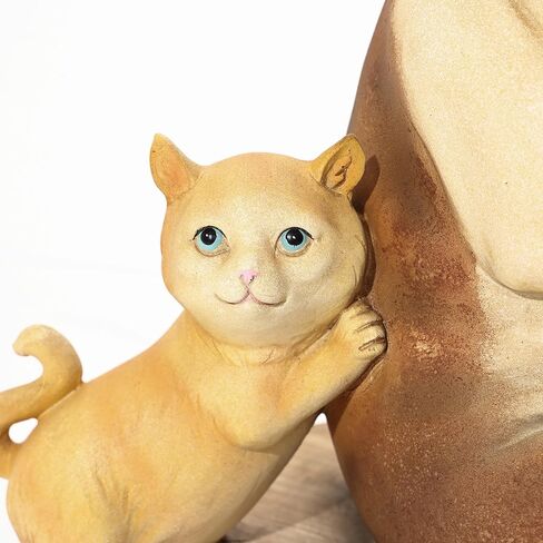 LuxenHome 16.3" Kitten and Dog with Skateboard Sculpture Resin Statue, Animals Dog Statue for Indoor and Outdoor Decor Sculptures for Garden, Home, Yard, Patio in Kuwait