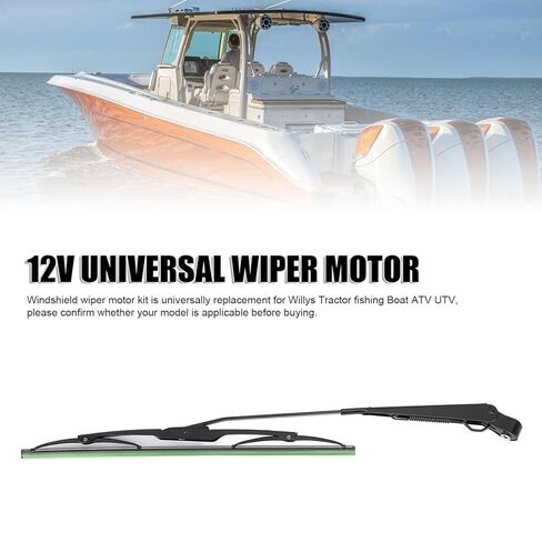 12V Windshield Wiper Motor Kit, Powerful Motor with Arm and Blade for Tractor Fishing Boat ATV UTV, 7731000001 Long Shaft Electric Wiper Assembly 01287358, 0390506510 in Saudi Arabia