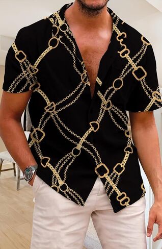 Hawaiian Shirt Men Button Casual: Beach Summer Adult Print Graphic Clothes in Saudi Arabia