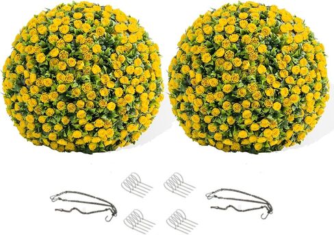 21.6" Artificial Topiary Balls Outdoor, Faux Hanging Rose Balls Set of 2, Artificial Topiary Flower Balls with Hanging Chains and Zip Tiles, Pink in Saudi Arabia