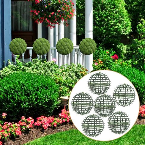 Housoutil 20cm Topiary Ball Frame, 6pcs Plastic Plant Support Cage, Sphere Flower Arrangement Holder for Garden Wedding Outdoor Decor Artificial Greenery Wreath Form Rack DIY Floral Stand in Saudi Arabia