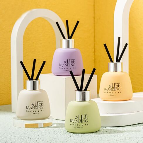 Muufuser Reed Diffuser 100ml (3.38fl oz) Natural Essential Oil Aromatherapy Home Fragrance| No Alcohol | Long-Lasting Scent for Bathroom Shelf Decor:Jasmine，Baltic Amber，Cedar & Juniper，Mint Tea in Saudi Arabia
