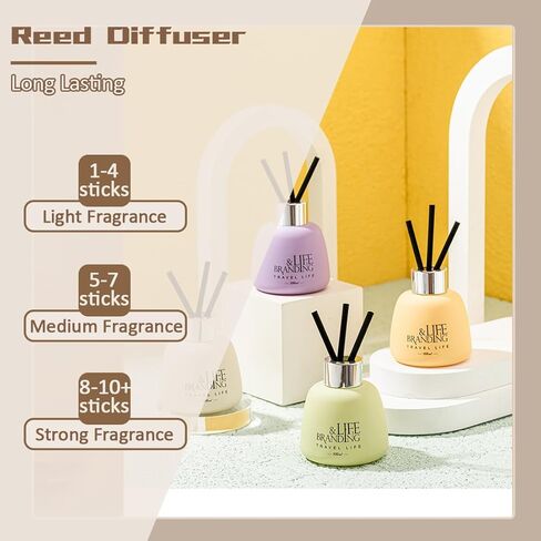 Muufuser Reed Diffuser 100ml (3.38fl oz) Natural Essential Oil Aromatherapy Home Fragrance| No Alcohol | Long-Lasting Scent for Bathroom Shelf Decor:Jasmine，Baltic Amber，Cedar & Juniper，Mint Tea in Saudi Arabia