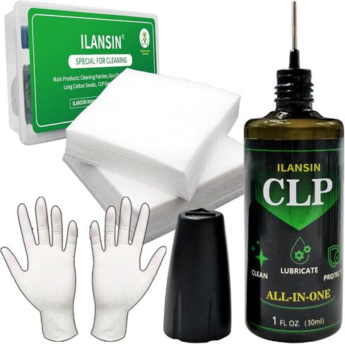 تشحيم مسدس CLP العالمي (بخاخ 4 أونصة وإبرة 1 أونصة)، منظف مسدس متعدد الأغراض، مجموعة تنظيف الزيت، منظف الكل في واحد، واقي مواد التشحيم للتنظيف + رقع خالية من الوبر + قفازات مقاومة للزيت in Saudi Arabia