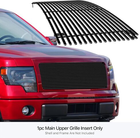 APS Compatible with Ford F-150 2009-2014 Main Upper Stainless Steel Black 8x6 Horizontal Billet Front Grill Grille Insert RE-F86414J in Saudi Arabia