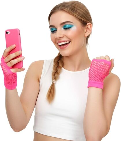 3 أزواج من قفازات شبكة صيد السمك بدون أصابع، قفازات شبكية من الدانتيل قابلة للتنفس لمشهد الثمانينات من إكسسوارات الأزياء التنكرية للنساء في الهالوين وحفلات العام الجديد وعيد الحب وعيد الميلاد in Kuwait