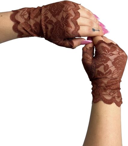 قفازات قصيرة الطول من Western F.a.s.h.i.o.n أنيقة من الدانتيل الزهري بدون أصابع in Kuwait