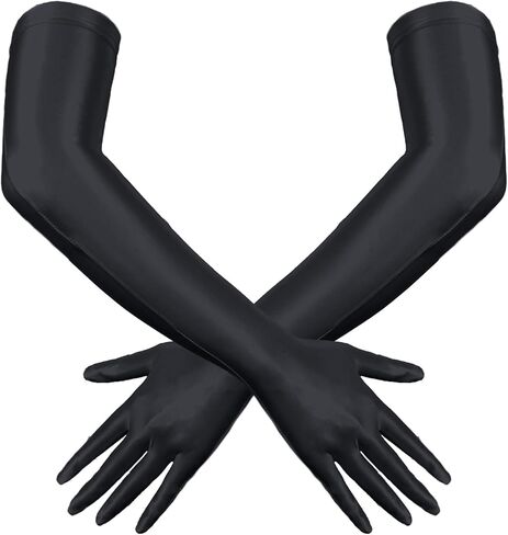 FEOYA Women's Shiny Glossy Oil Metallic Long Finger Gloves Costume Elbow Length Opera Costumes Halloween Cosplay in Saudi Arabia