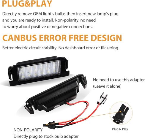 LED License Plate Lights Compatible with Hyundai 2011-2017 Veloster, 2009-2016 Genesis Coupe, Kia 2009-2019 Soul Rear Tag Lamps 6000K White, 2PCS in Saudi Arabia