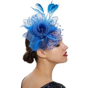 قبعات فاسيناتورز، غطاء رأس لحفلات الشاي، قبعة ريش على شكل زهرة مع مشبك شعر وعصابة رأس مناسبة للنساء. in Kuwait